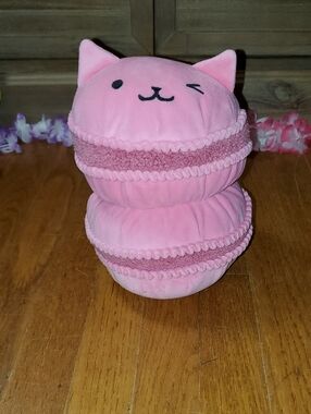 Pillowfort Pink Cat Macaron Plush